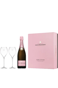 Louis Roederer : Coffret Rosé Vintage + 2 Flûtes 2014 Flasche In Der Kassette (75cl)
