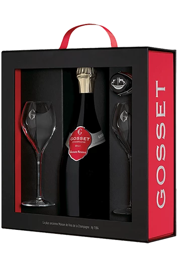 Gosset : Coffret Grande Réserve 2 Flûtes Et 1 Bouchon Flasche In Der Kassette (75cl) 3 Gosset : Coffret Grande Réserve 2 Flûtes Et 1 Bouchon Flasche In Der Kassette (75cl)
